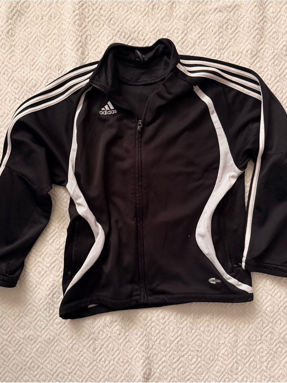 adidas Black Track Jacket with White Contrast Panels